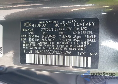 2023 Hyundai Palisade Limited z USA, uszkodzony, nr VIN KM8R5DGE3PU593756